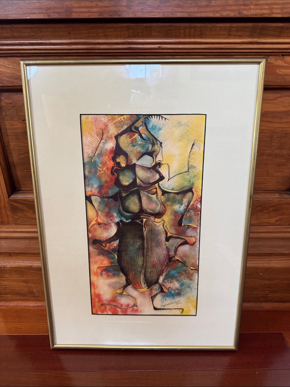 Artist Siegfried Gerhard Reinhardt Lithograph "Beetle" 1956